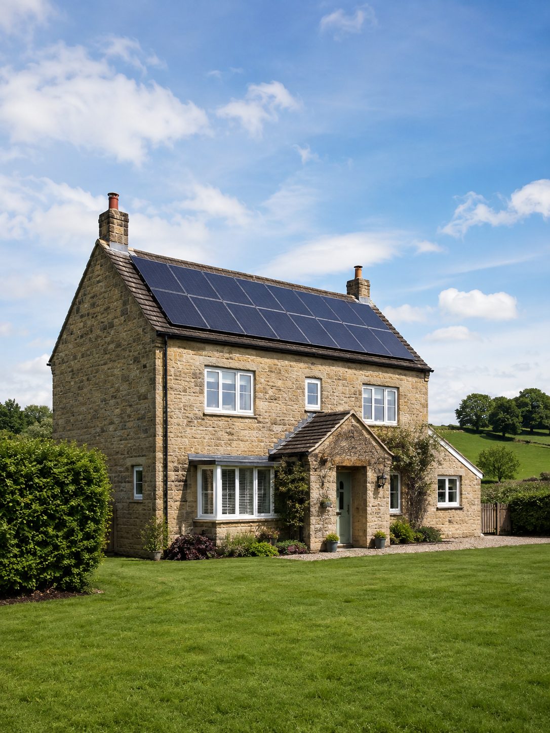 Solar panels installed on a UK residential home
